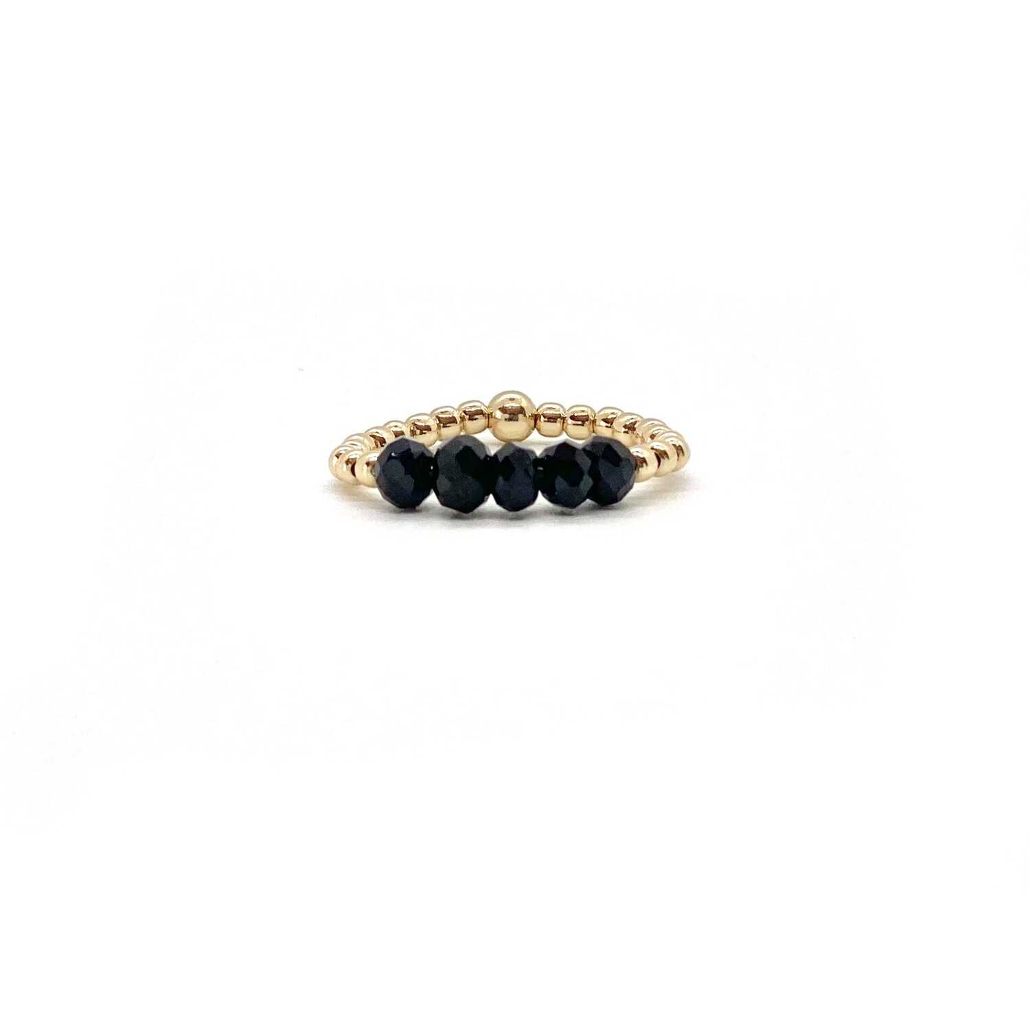 2MM GOLD FILLED RING WITH BLACK FACETED AGATE