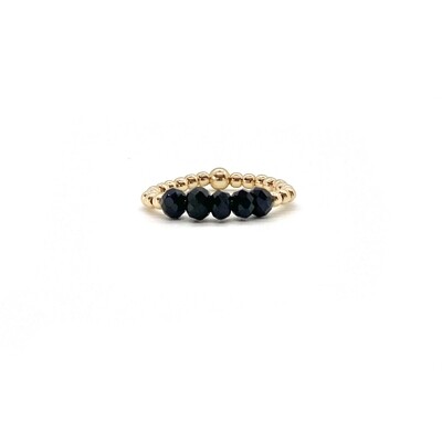 2MM GOLD FILLED RING WITH BLACK FACETED AGATE
