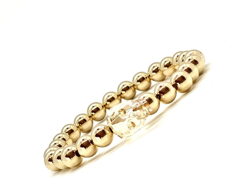 7MM BEADED SKULL BRACELET