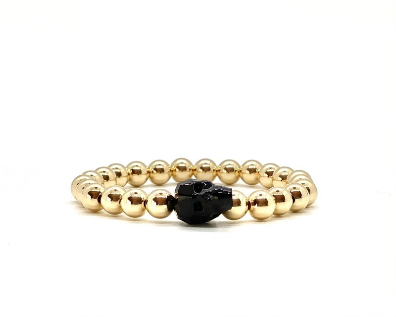 7MM BEADED SKULL BRACELET