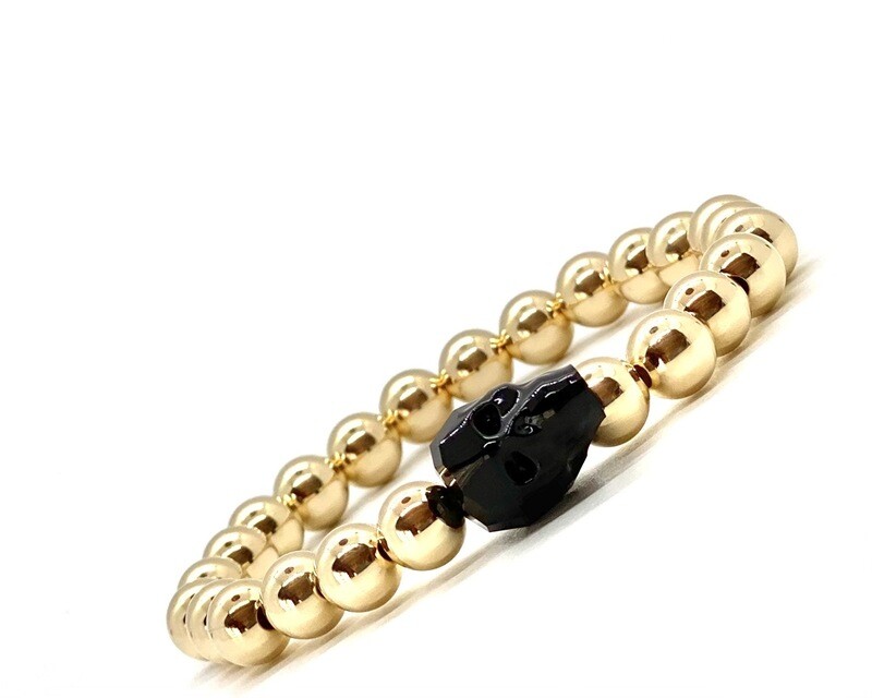 7MM BEADED SKULL BRACELET