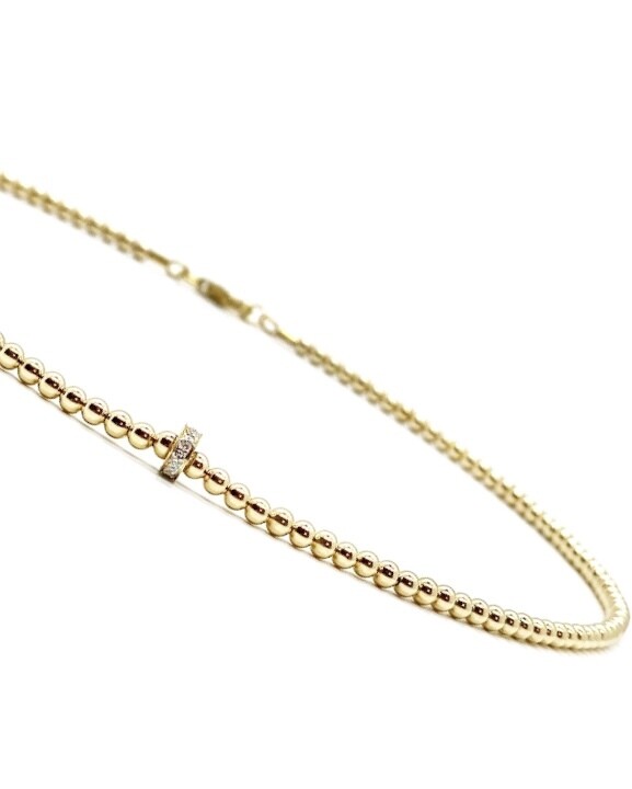 3MM GOLD FILLED NECKLACE WITH 14K DIAMOND RONDELLE