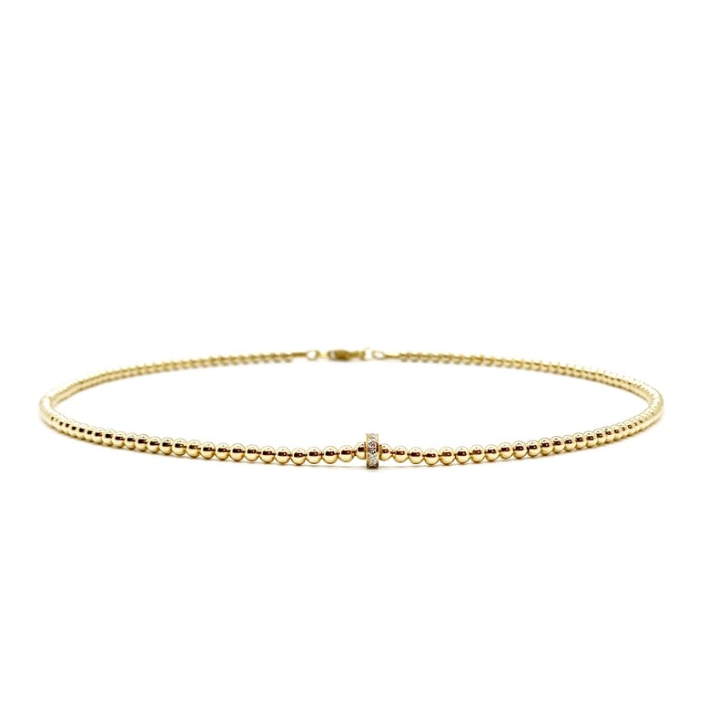 3MM GOLD FILLED NECKLACE WITH 14K DIAMOND RONDELLE