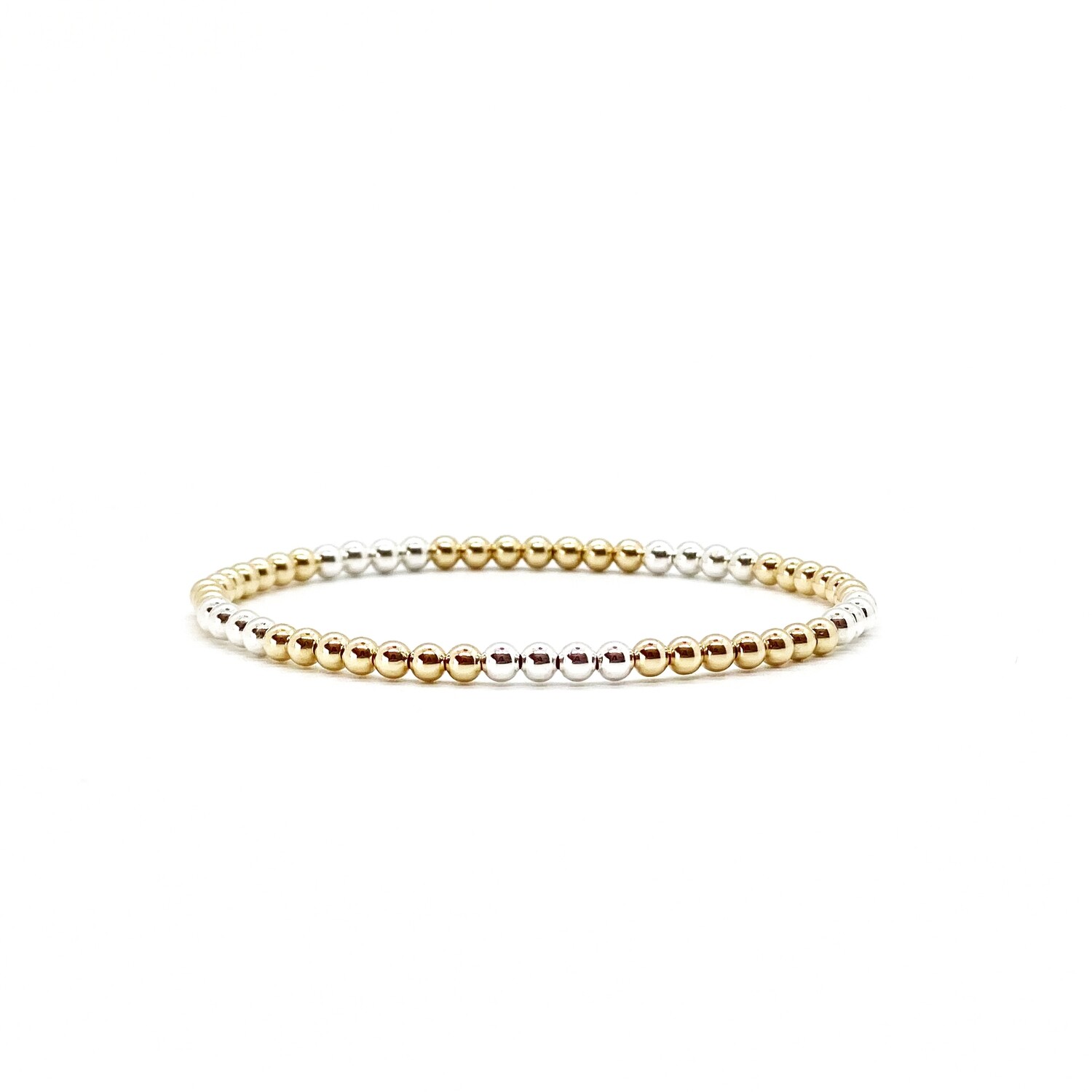 3MM BEADED BRACELET WITH 3MM STERLING SILVER
