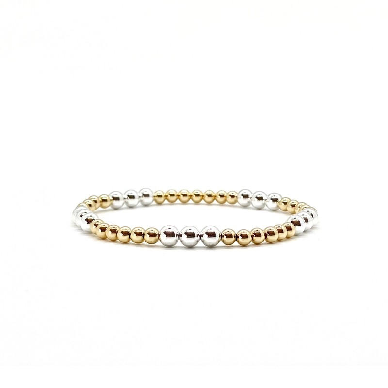 4MM BEADED BRACELET WITH 5MM STERLING SILVER