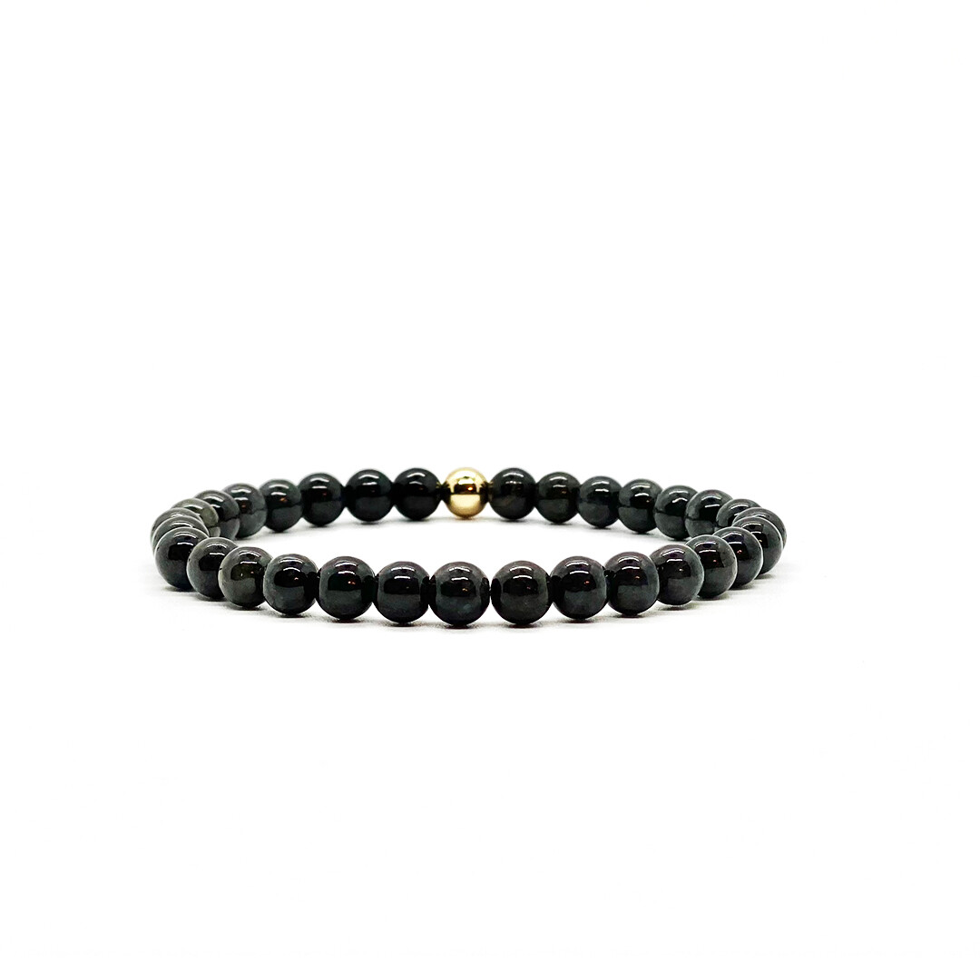6MM BLACK BURMA JADE BEAD BRACELET