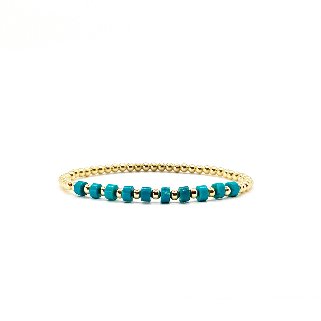 3MM GOLD FILLED BRACELET WITH TURQUOISE