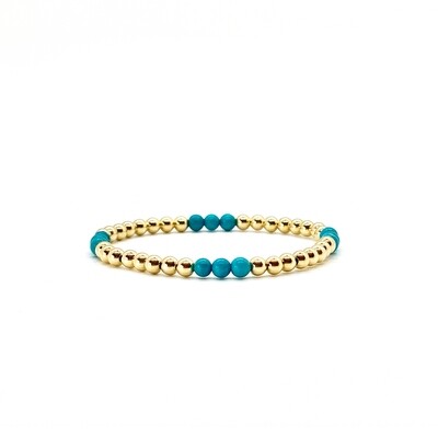 4MM GOLD FILLED BRACELET WITH TURQUOISE