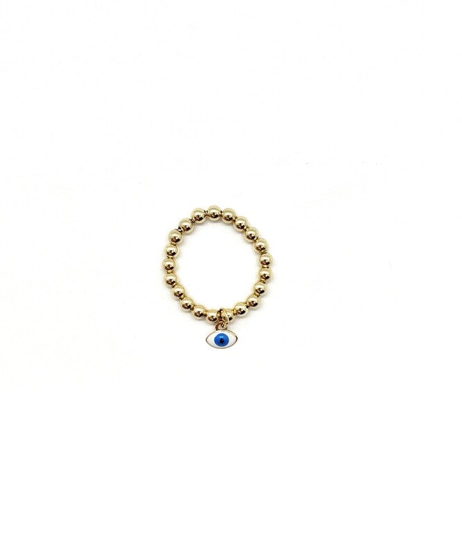 EVIL EYE CHARM BEADED RING