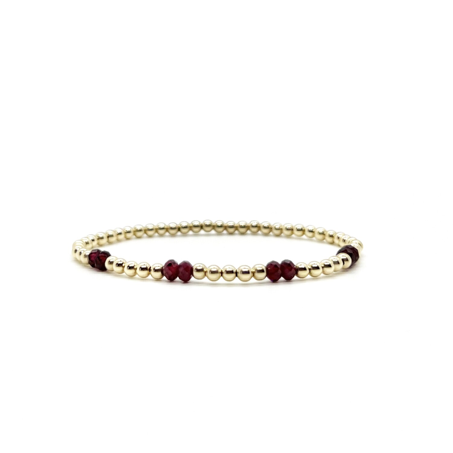 3MM GOLD FILLED BRACELET WITH FACETED GARNET