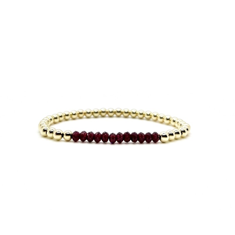 4MM GOLD FILLED BRACELET WITH FACETED GARNET