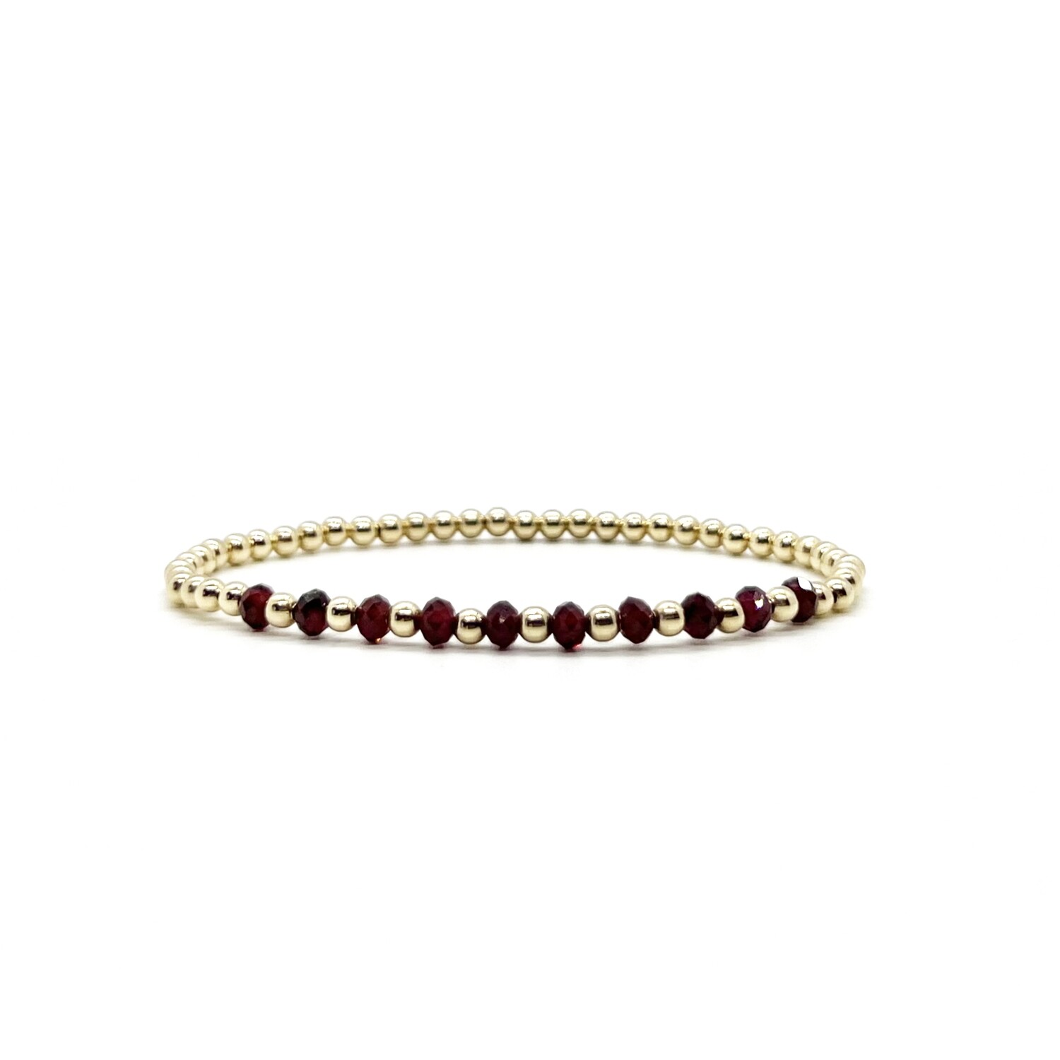 3MM GOLD FILLED BRACELET WITH FACETED GARNET