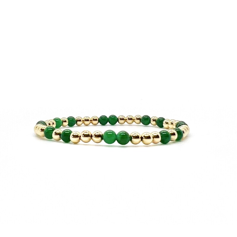 4MM GOLD FILLED BRACELET WITH GREEN ONYX
