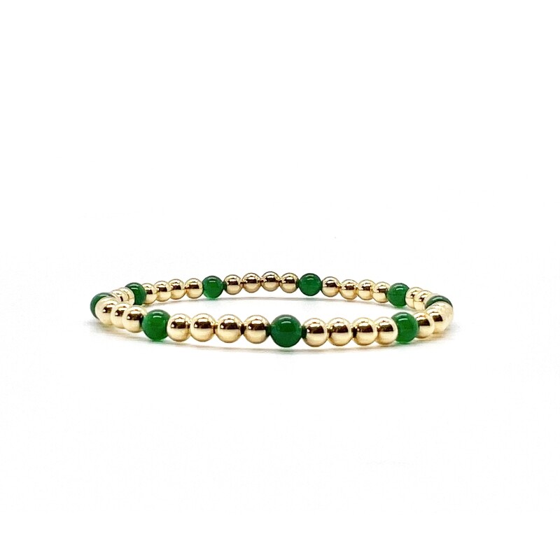 4MM GOLD FILLED BRACELET WITH GREEN ONYX