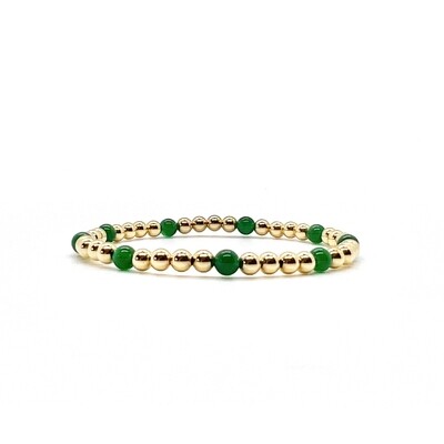 4MM GOLD FILLED BRACELET WITH GREEN ONYX