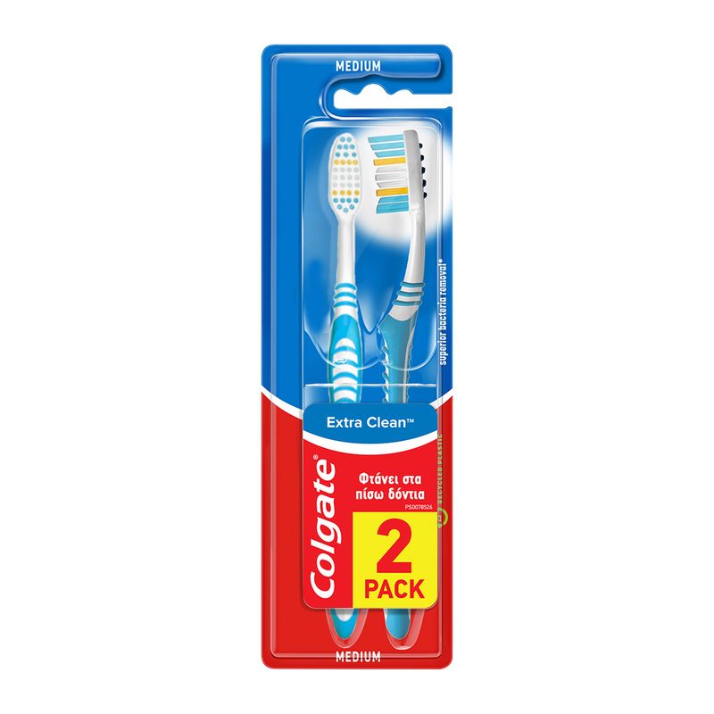Colgate Extra Clean Μέτρια Οδοντόβουρτσα Διπλή Συσκευασία