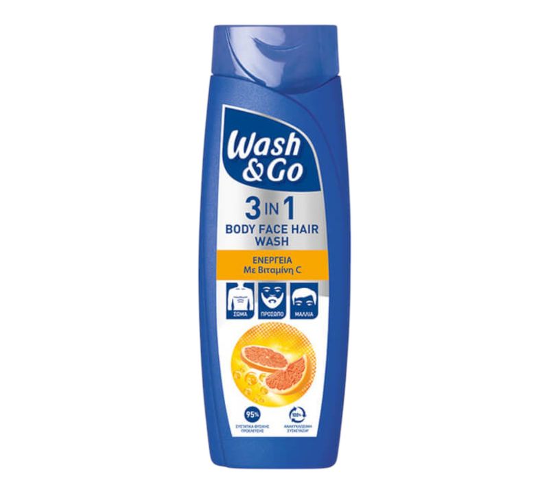 WASH &amp; GO MEN SHAMPOO 3in1 360ml - (VITAMIN C) 6τεμ/κιβ