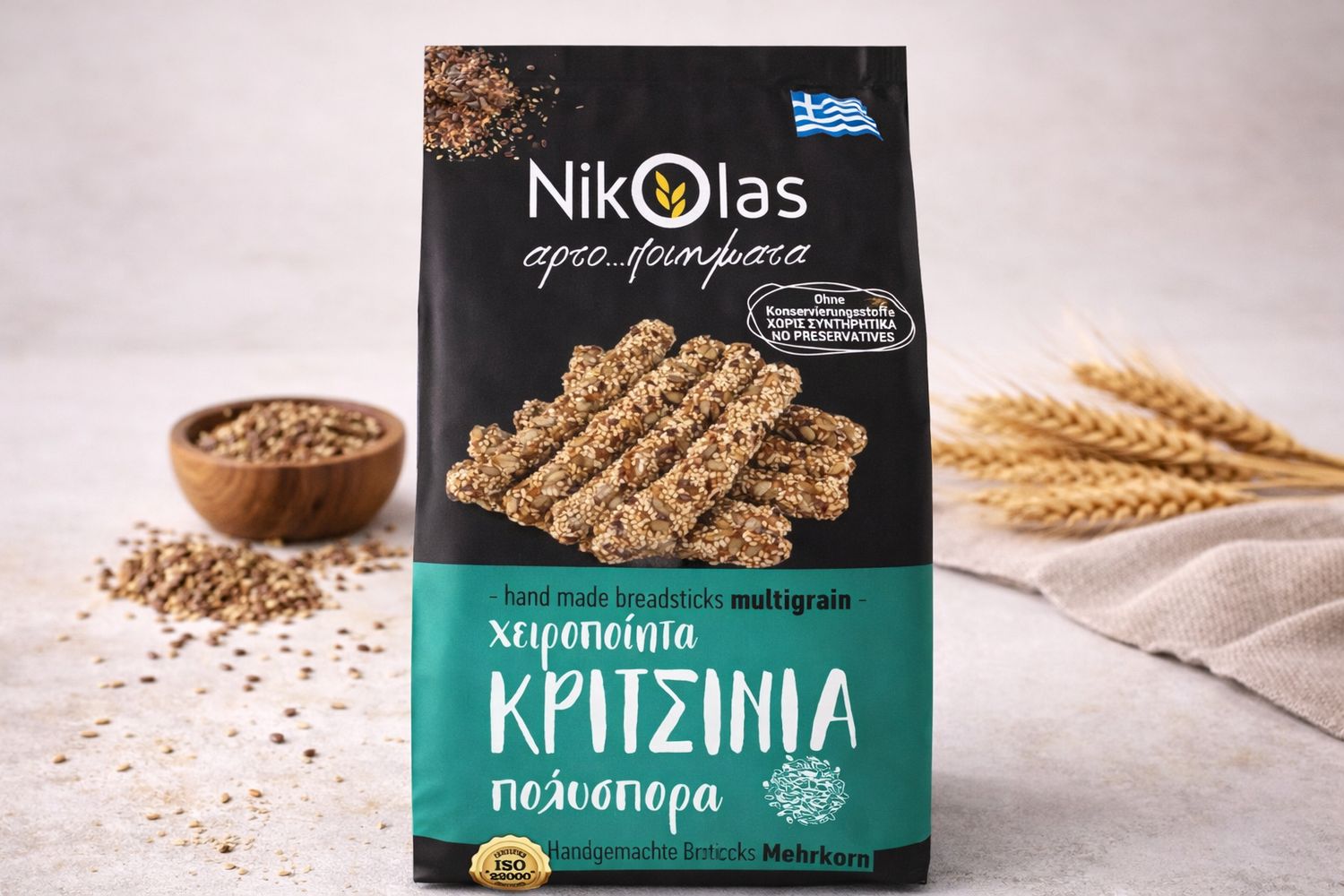 Κριτσίνι Πολύσπορο 125γρ Nikolas (24τεμ/κιβ)