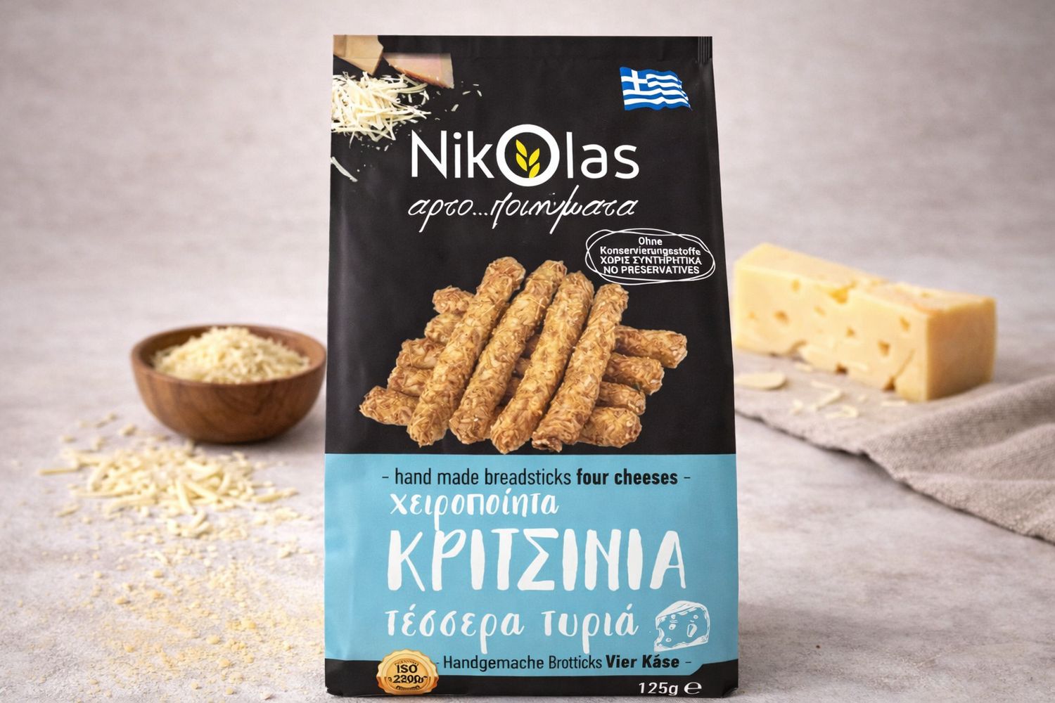 Κριτσίνι με 4 τυριά 125gr Nikolas (24 τεμ/κιβ)