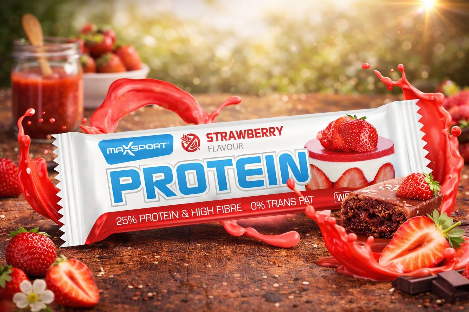 MAXSPORT Protein Bar γεύση Φράουλα 60 gr