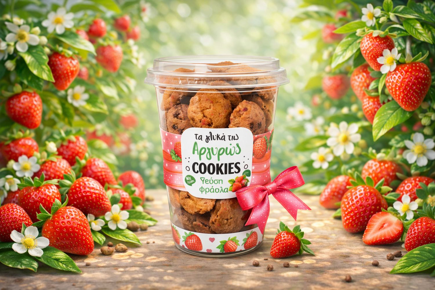 Cookies Φράουλα Σοκολάτα Αργυρώς 120γρ