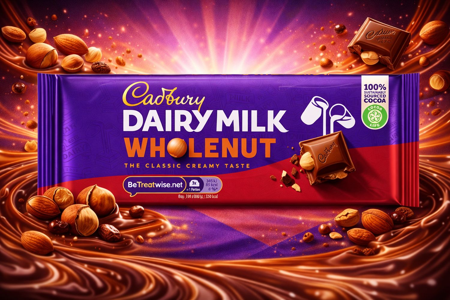 CADBURY DAIRY MILK WITH WHOLE NUT 16τμχ*120γρ.