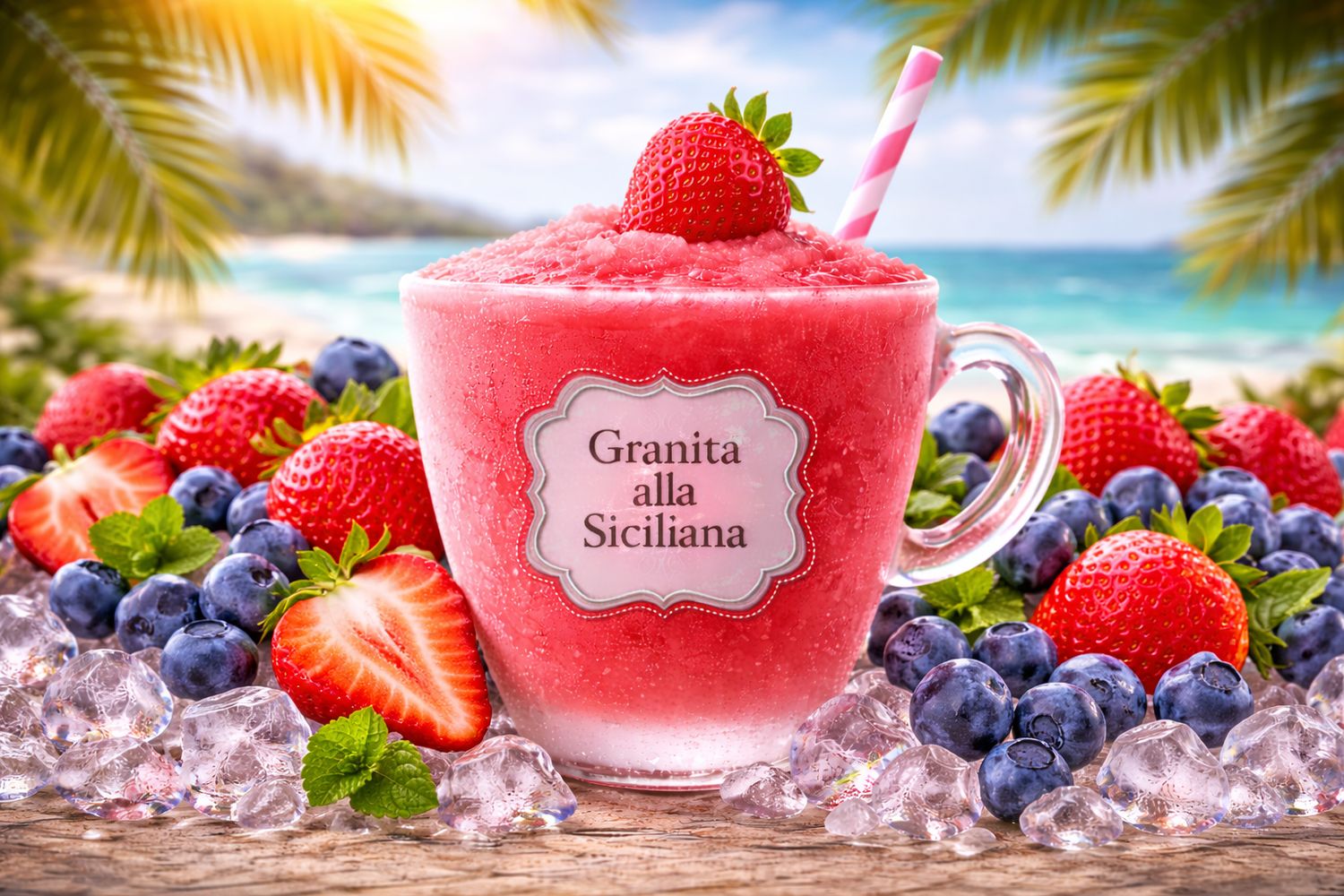 Γρανίτα Φράουλα με κομμάτια Blueberry 1kg