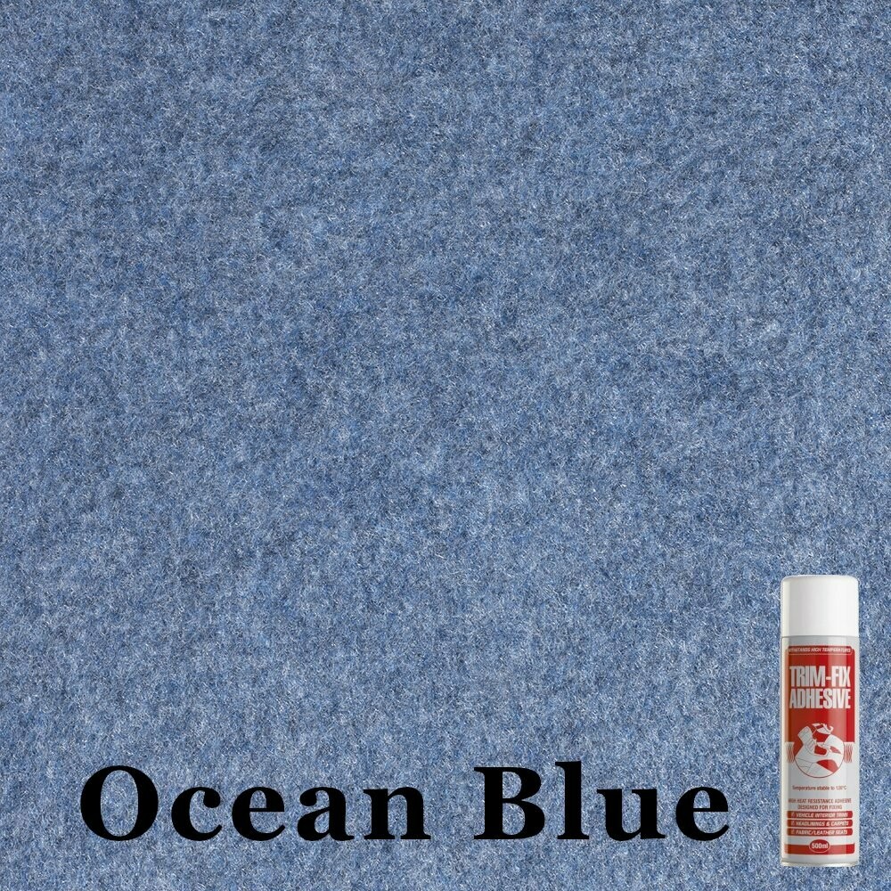 Ocean Blue 4 Way Stretch Van Lining Carpet - 2M with glue