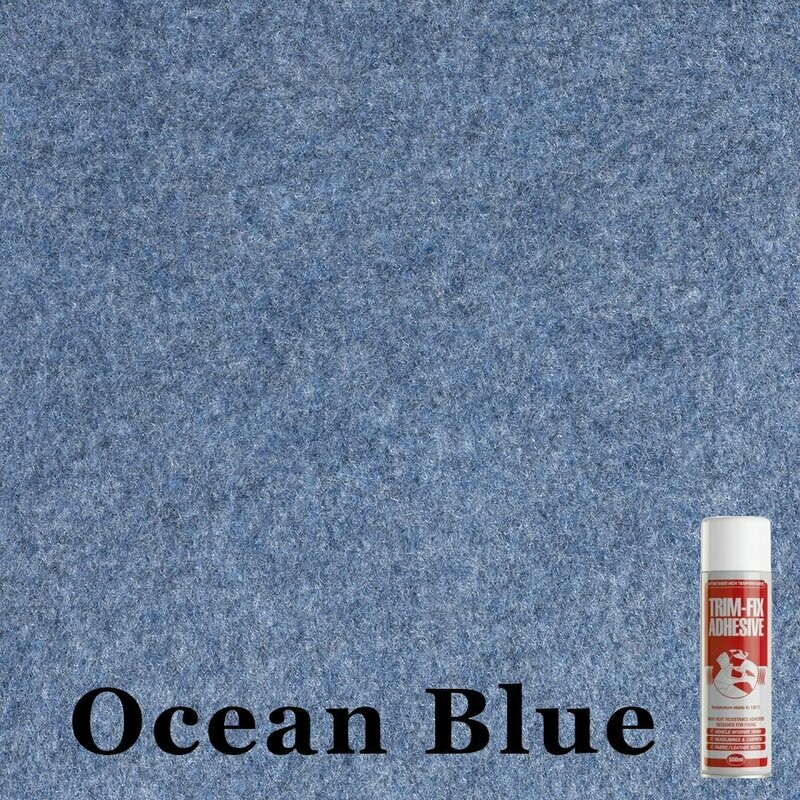 Ocean Blue 4 Way Stretch Van Lining Carpet - 2M with glue