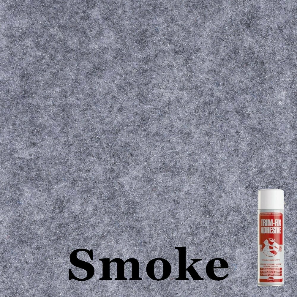 Smoke 4 Way Stretch Van Lining Carpet - 1.4M with glue