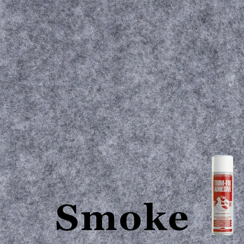 Smoke 4 Way Stretch Van Lining Carpet - 1.4M with glue