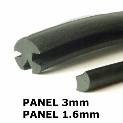 Small Glass Window Sealing Rubber 3mm x 1.6mm with filler strip