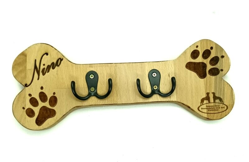 Leinengarderobe, 2 Haken mit Name