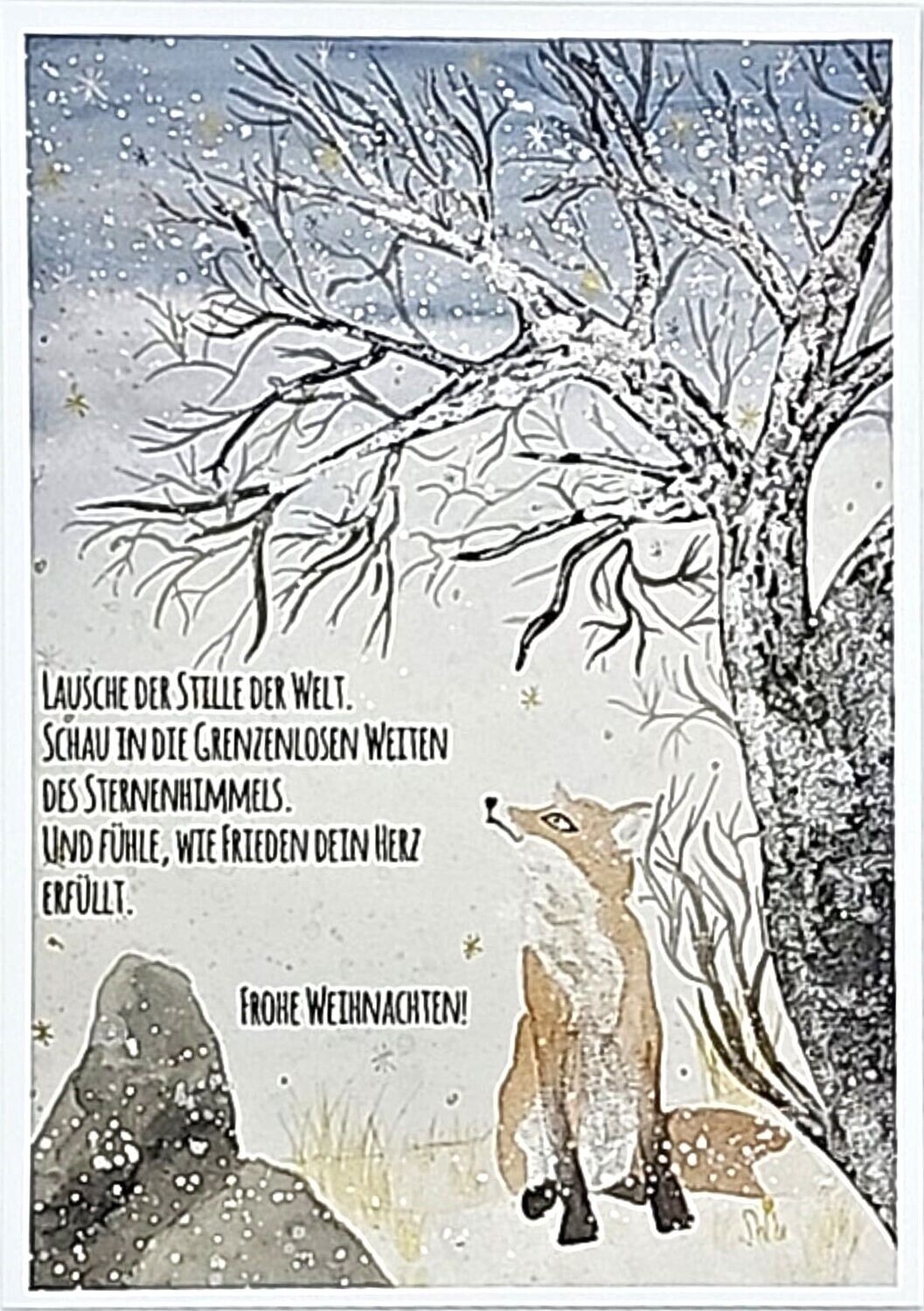 Weihnachtspostkarte Fuchs