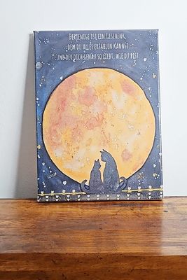 Leinwandbild "Katzen im Mondschein"