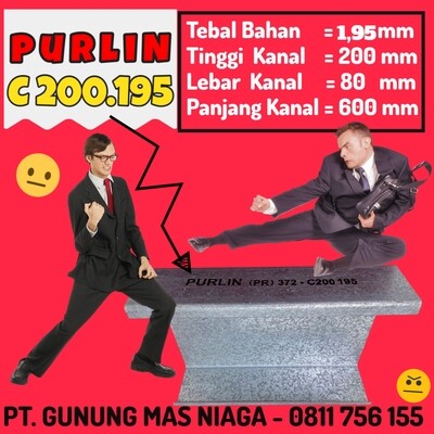 Purlin (PR) 372 - C200.195x6000MM Tebal bahan tct 1,95mm.