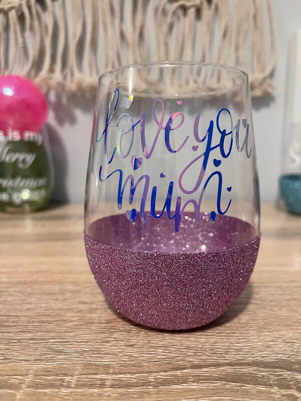 Love You Mum Stemless Wine Glass