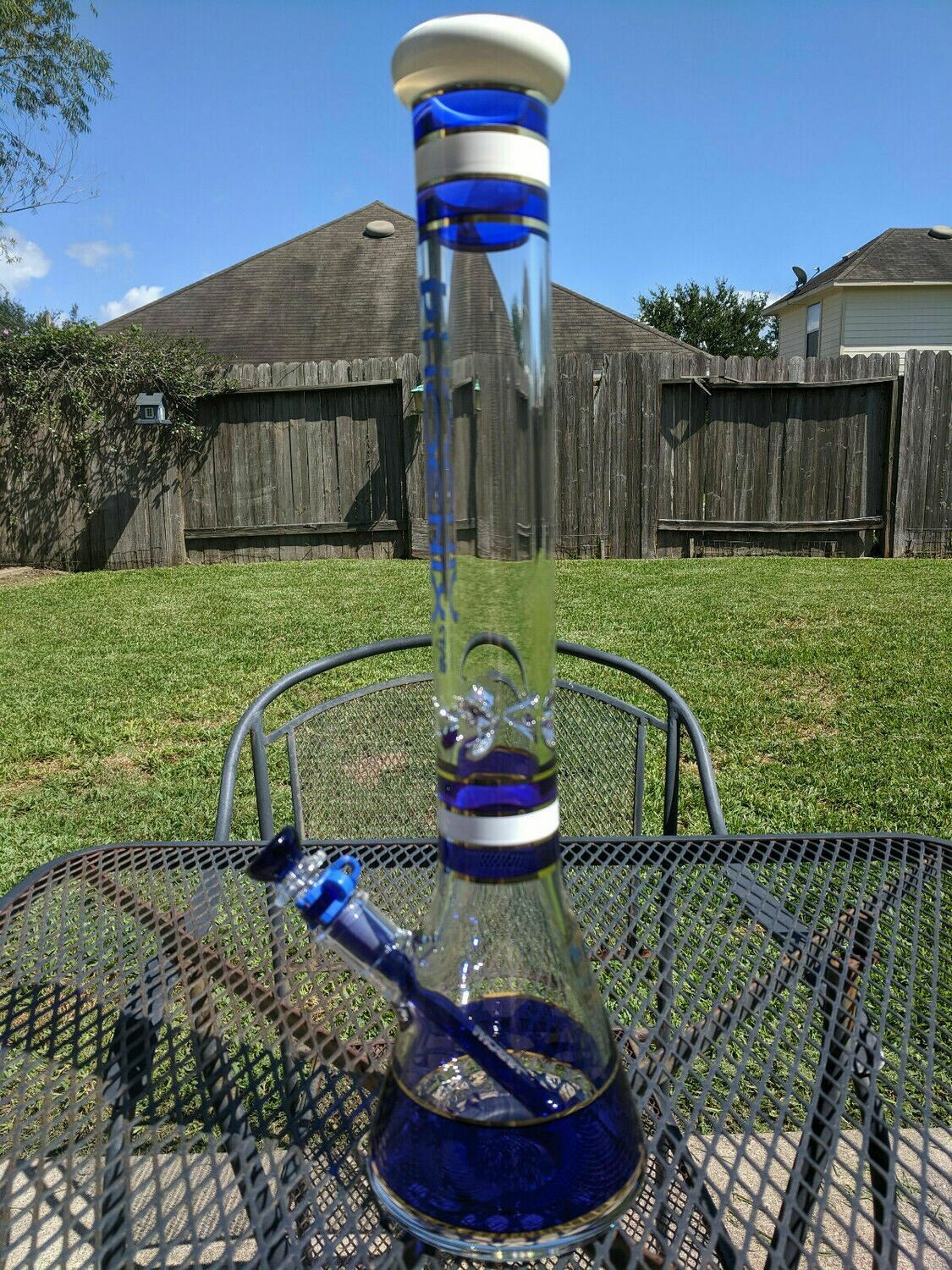 Glass Beaker Water Pipe Bong - 18&quot; Tall (XL) 14.4mm Bowl - Phoenix - Royal Blue