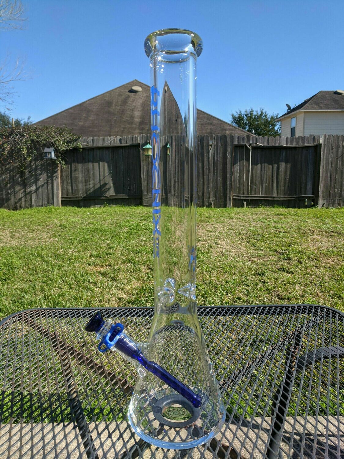 Glass Beaker Water Pipe Bong - 18&quot; Inches Tall (XL) - 14.4mm - Phoenix - Blue