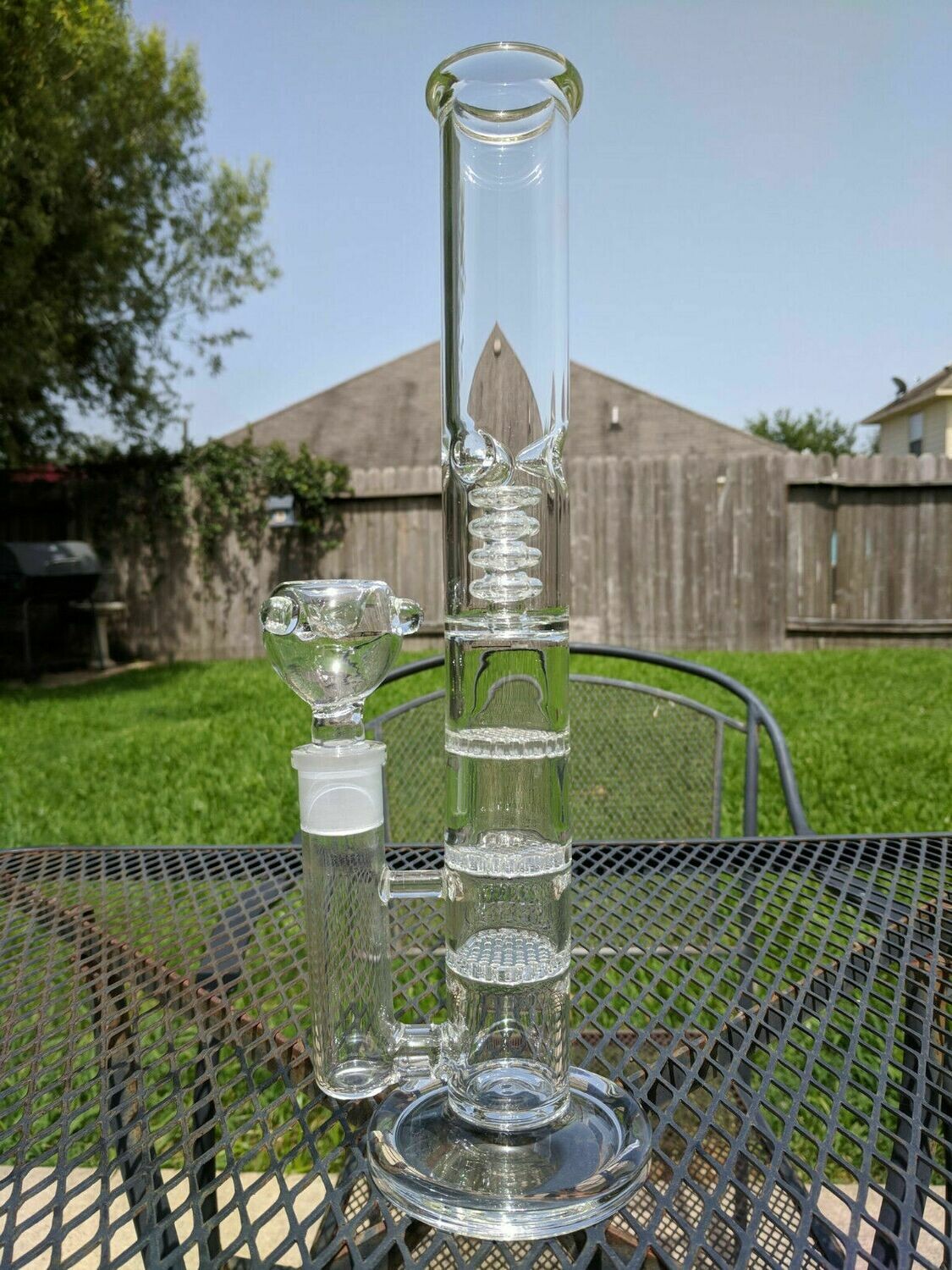 13&quot; inch Glass Water Pipe Bong - Triple Honeycomb + Showerhead Percolators