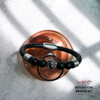 Matte Black Onyx Gemstone Leather Bracelet