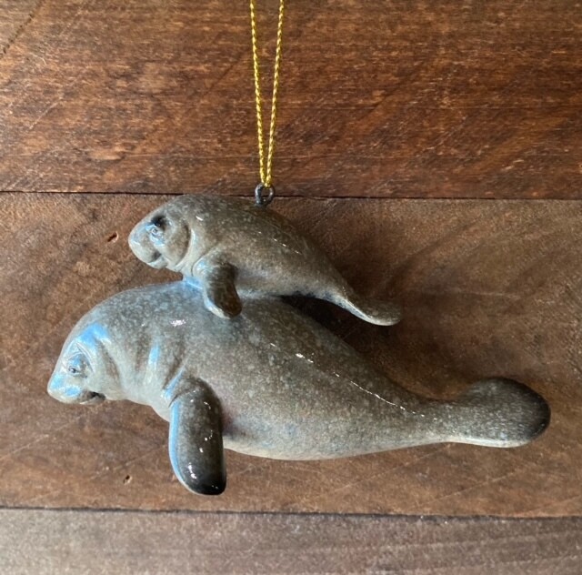 Mom and Baby Manatee Ornament
