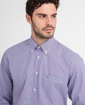 Paul and Shark long sleeve shirt - Blue/Red Check on White