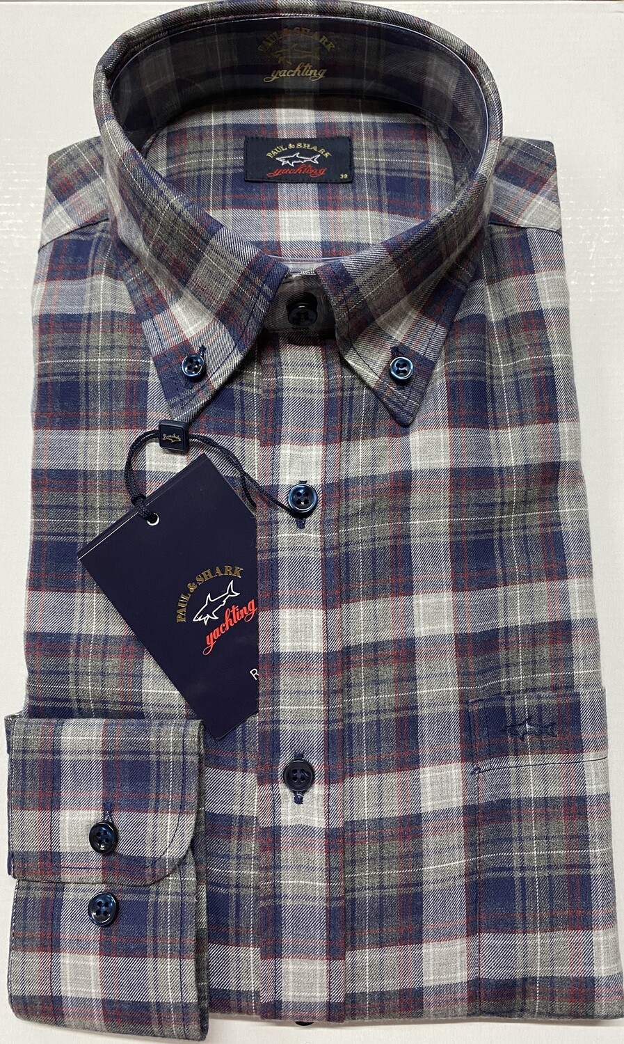 Paul and Shark Flannel Check shirt - Grey/Wine/Navy