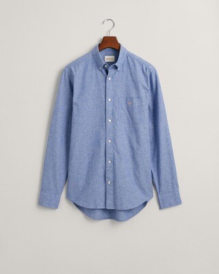 Gant Reg Cotton Linen Shirt - Rich Blue