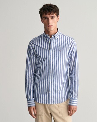 Gant Reg Wide Poplin Stripe Shirt - College Blue
