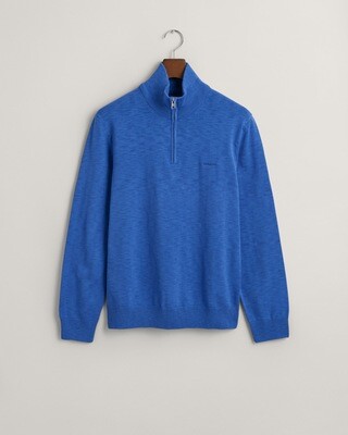 Gant Cotton Flamme Half Zip Sweater - Rich Blue