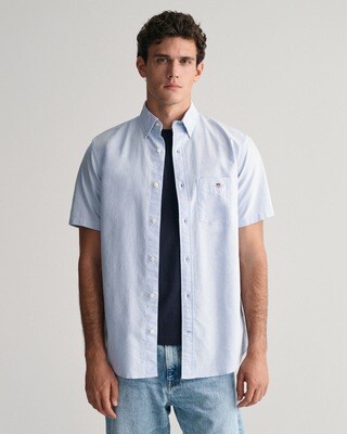 Gant Short Sleeve Reg Oxford Shirt - Light Blue