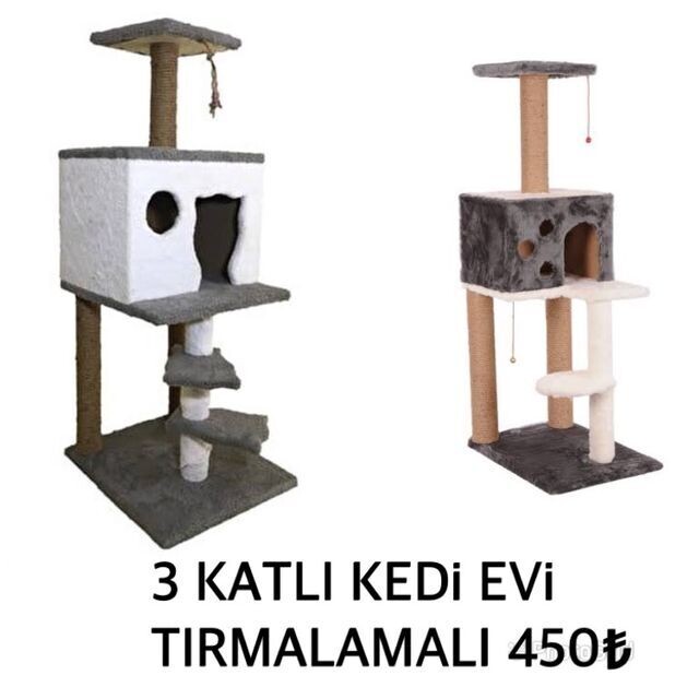3 KATLI KEDİ EVİ (TIRMALAMALI)