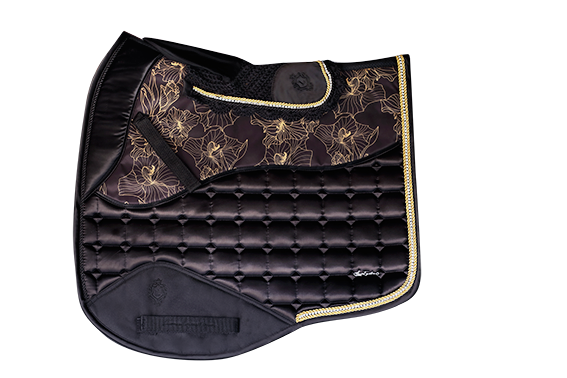 LAMÉE Black Orchid Satin Saddle Pad DR - Diamanté Trim LAMÉE Black Orchid Satin Saddle Pad DR - Diamanté Trim
